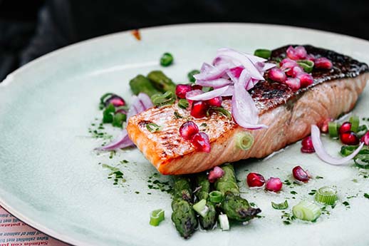 Salmon fillet dish on a plate