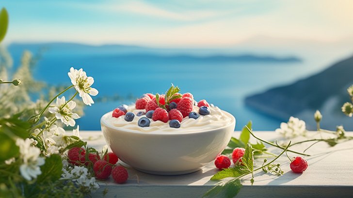 Greek yogurt parfait With Chia seeds and Fresh berries: powerful snack