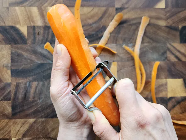 Peeling carrots with the Y knife