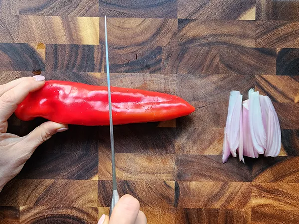 Cutting a pepper