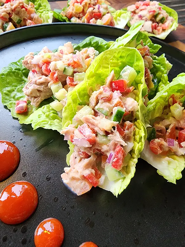 Tuna Salad Lettuce Wraps on the plate