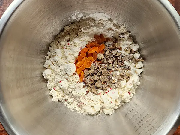 Mixing all the dry ingredients for the protein carrot cake