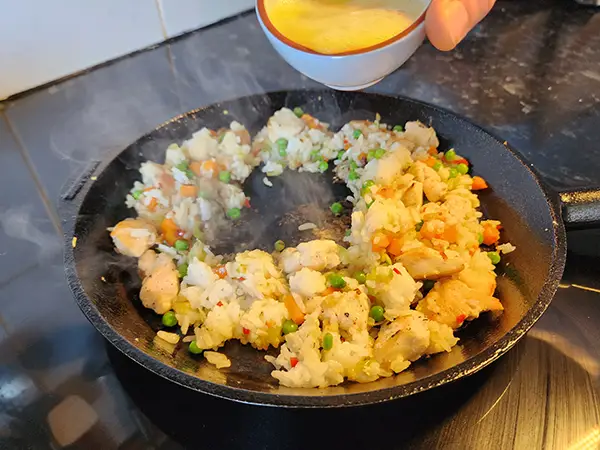 cooking chicken fried rice