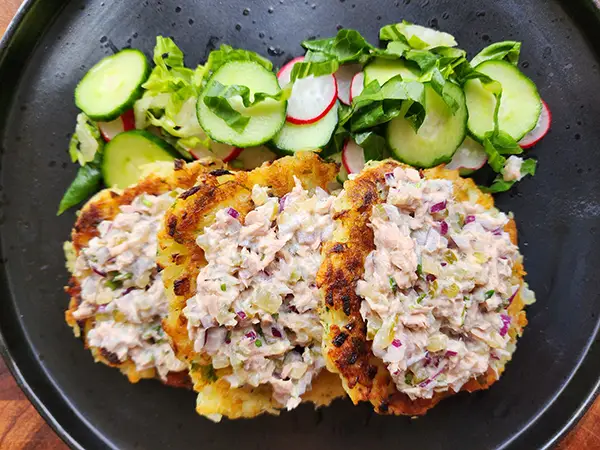 Potato pancakes served on the plate